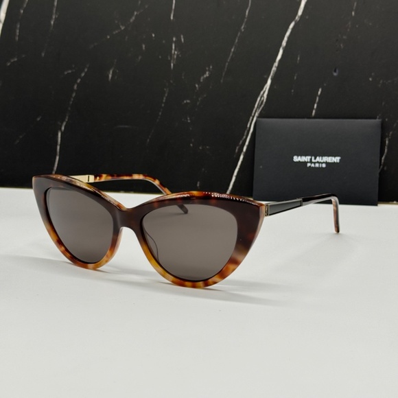 NEW SL M81 004 SAINT LAURENT BROWN GREY WOMEN SLM81 SAINT LAURENT SUNGLASSES - Picture 1 of 11
